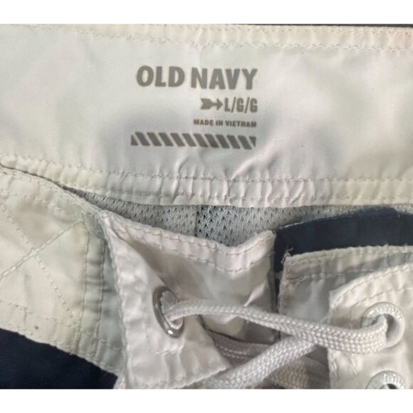 Old Navy Mens Blue & White Striped Swim Trunks - Picture 3 of 9